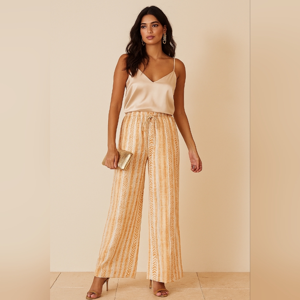 🌟7/25$ BOUTIQUE PAANI Rose Gold Jaquard Wideleg Pant